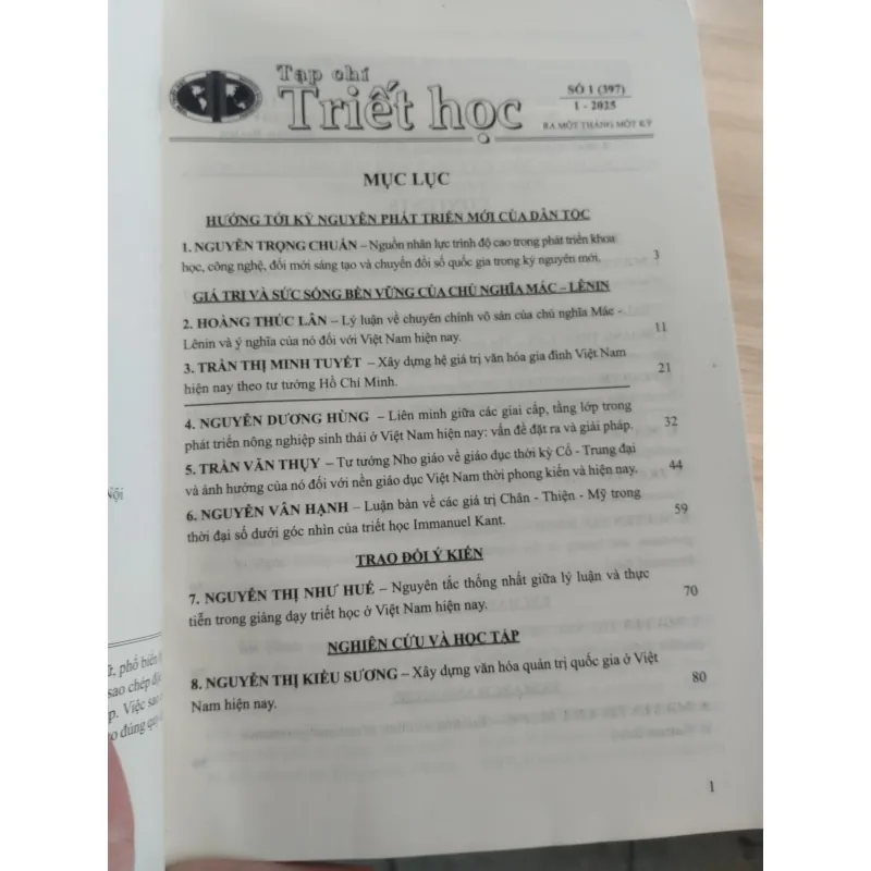 Tạp chí Triết học của Viện Triết học thuộc Viện Hàn lâm Khoa học xã hội Việt Nam. 
 961606