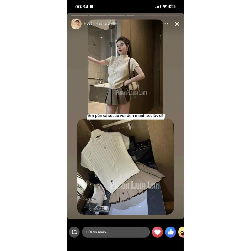 áo len ngắn tay thuê hình nhỏ xinh, kèm chân váy xoè 989763