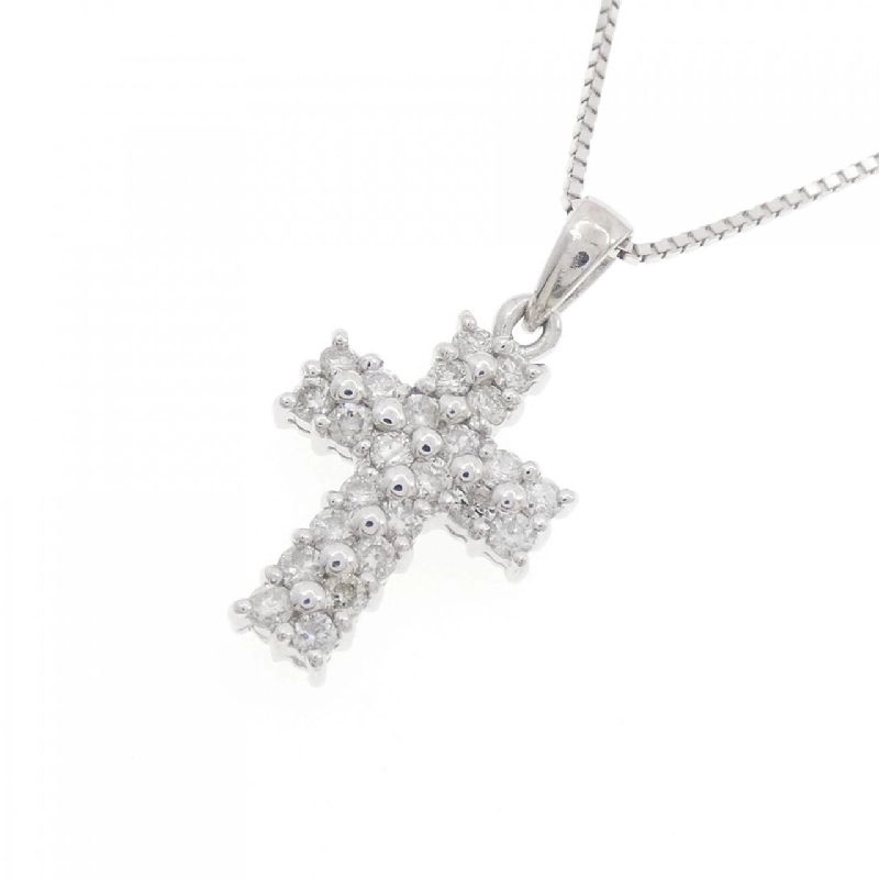 K18WG Dây chuyền kim cương chéo 0.50CT - Hàng hiệu Authentic 860175