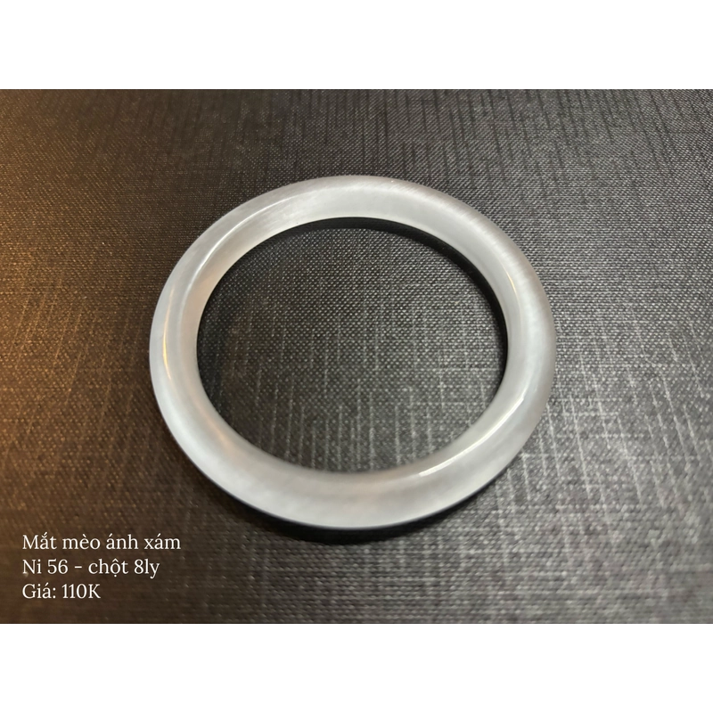 VÒNG ĐÁ MẮT MÈO ÁNH XÁM - Ni 56 - Chột 8mm 452768