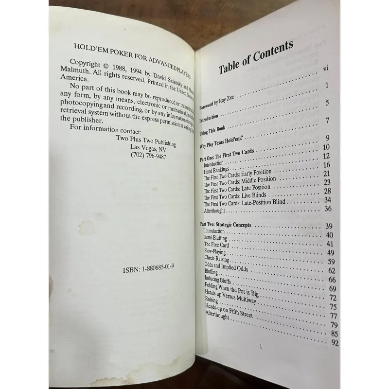 Hold’em Poker for Advanced Players - Sklansky & Malmuth 728422