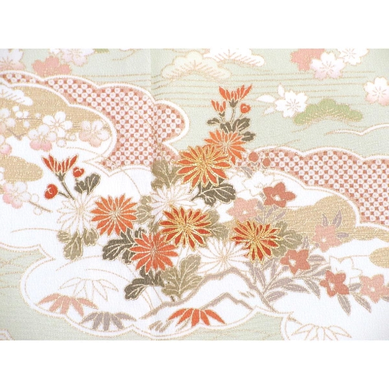 Áo kimono thăm viếng, trang trí vàng Yuzen, có thêu - Hàng hiệu Authentic 878420