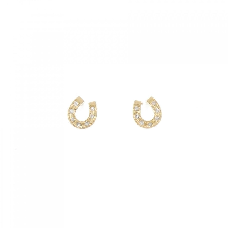 K18YG Nhẫn móng ngựa bông tai kim cương - Hàng hiệu Authentic 853289