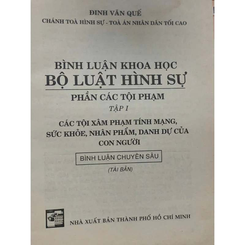 BÌNH LUẬN KHOA HỌC BỘ LUẬT HÌNH SỰ : PHẦN CÁC TỘI PHẠM - 8 CUỐN 543751