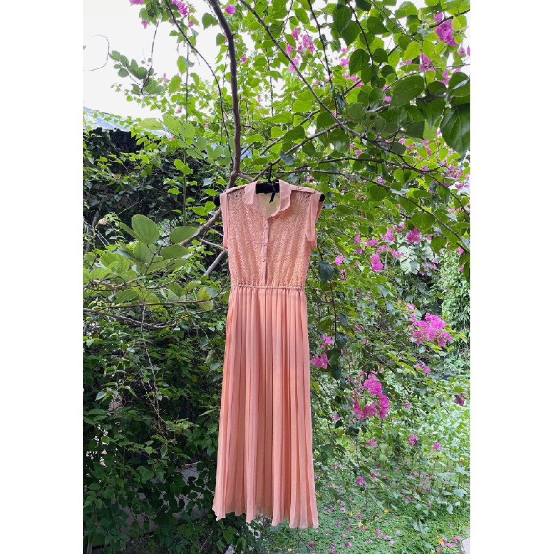 Váy Maxi Xếp Ly Phối Ren 47604