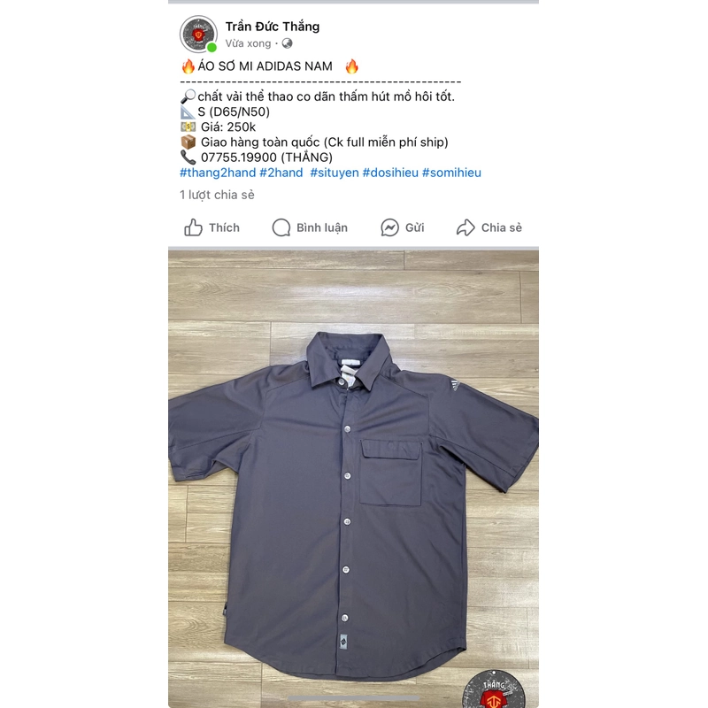 🔥ÁO SƠ MI ADIDAS NAM   🔥 445267