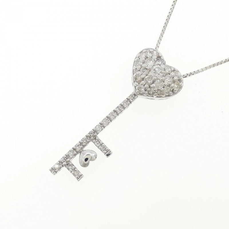 K18WG Mặt Dây Chuyền Hình Tim × Chìa Khóa Đính Kim Cương 0.60CT - Hàng hiệu Chính Hãng 862047
