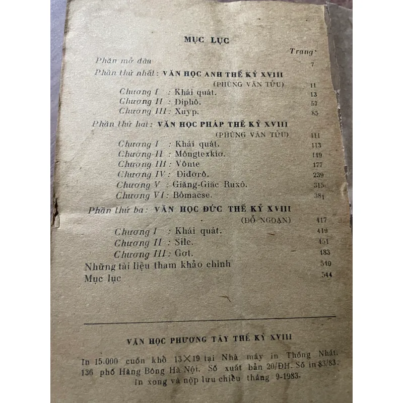 VĂN HỌC PHƯƠNG TÂY THẾ KỶ 18- PHÙNG VĂN TỬU - ĐỖ NGOẠN- 550TRANG- 1983 674499