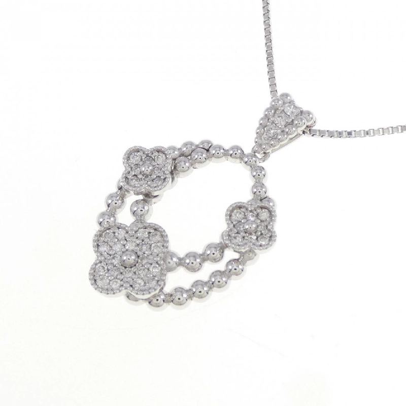 K18WG Hoa Đá Kim Cương Dây Chuyền 0.23CT - Hàng hiệu Chính hãng 867395