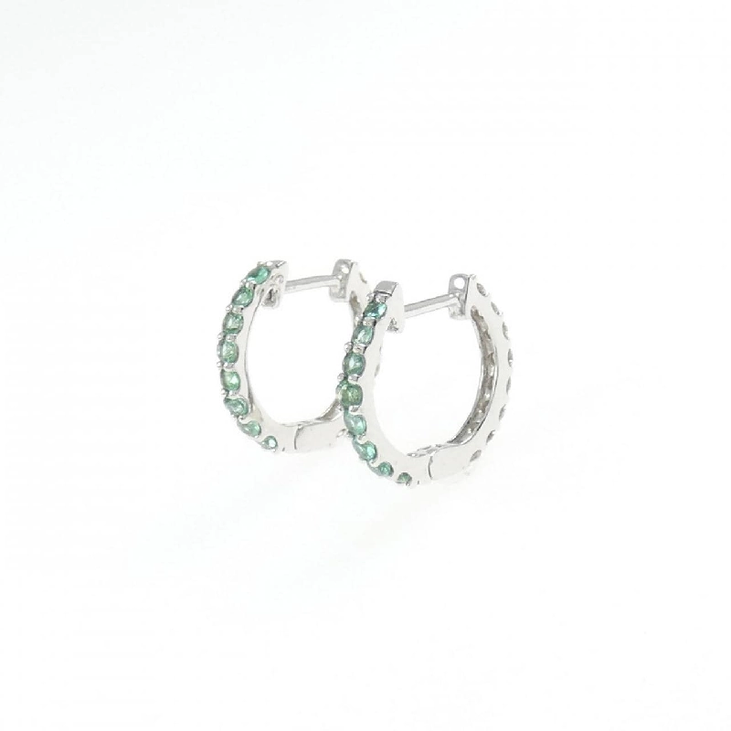 K18WG Emerald Hoop Earrings - Hàng hiệu Authentic 868749
