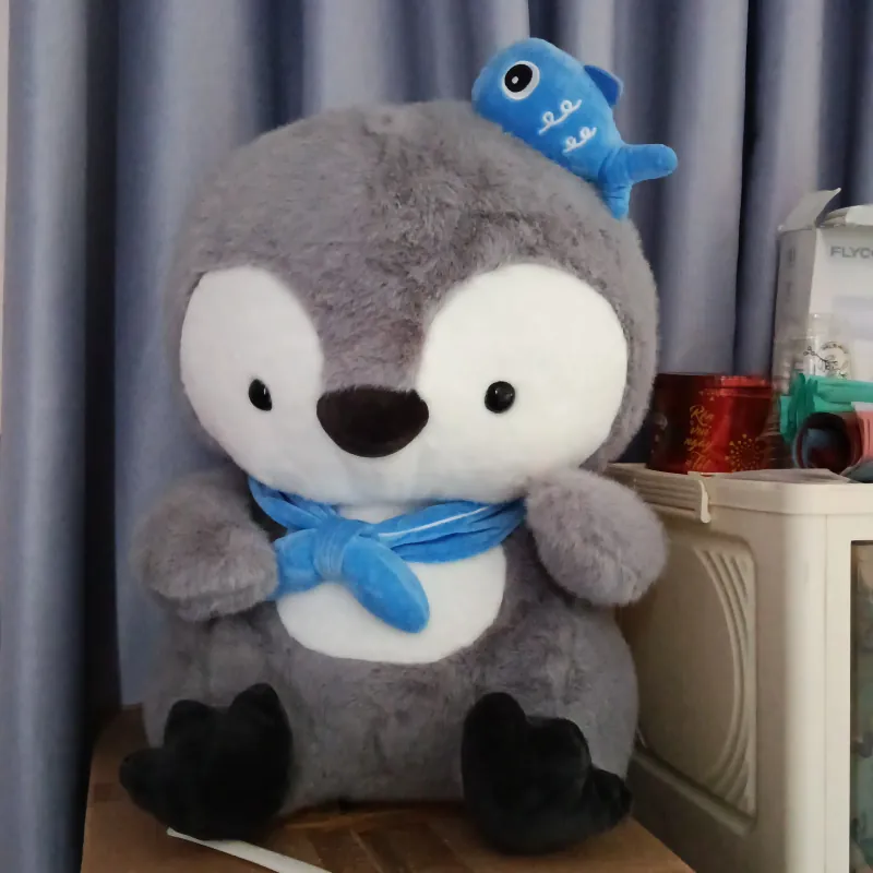 Thú nhồi bông chim cánh cụt 45cm màu xám (còn mới) 980007