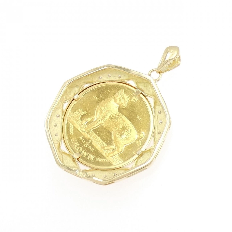 K18YG(khung) Dây chuyền đồng xu kim cương 0.07CT - Hàng hiệu Chính hãng 866869