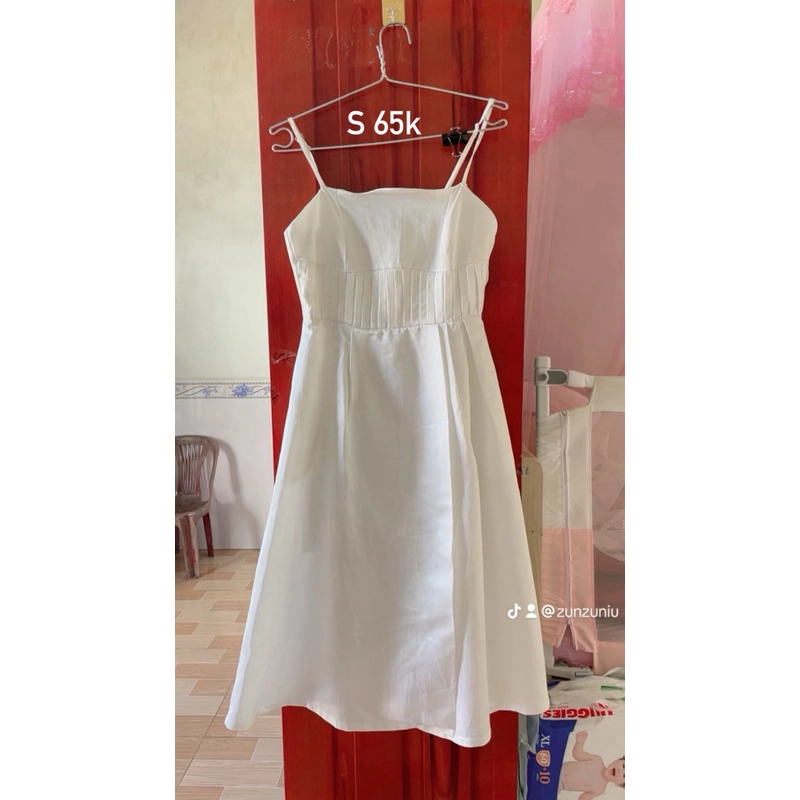 Váy 2 giây xếp ly sẻ tà sang trọng 521426