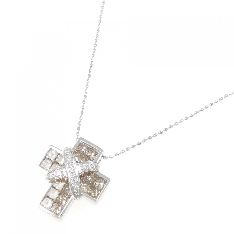 K18WG Dây chuyền kim cương hình chữ thập - Hàng hiệu Authentic 858893