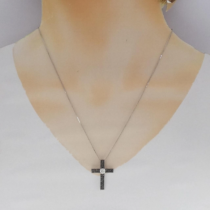 K18WG/K18BG Dây chuyền kim cương chéo 1.00CT - Hàng hiệu Chính hãng 859676