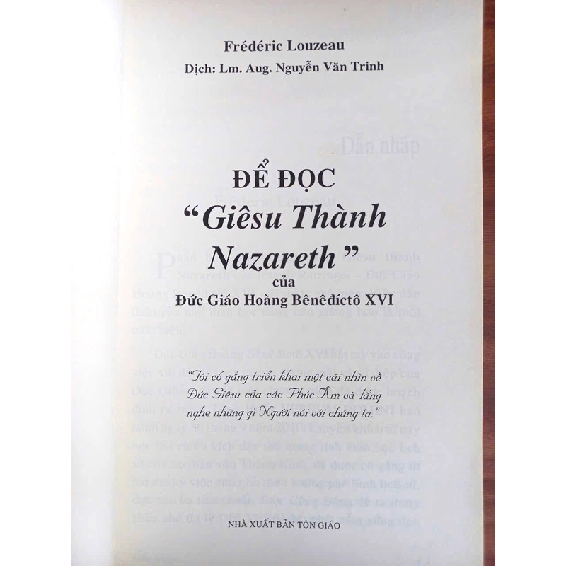 Để đọc "Đức Giêsu Thành Nazareth" của Đức Giáo Hoàng Bênêđictô XVI 388174