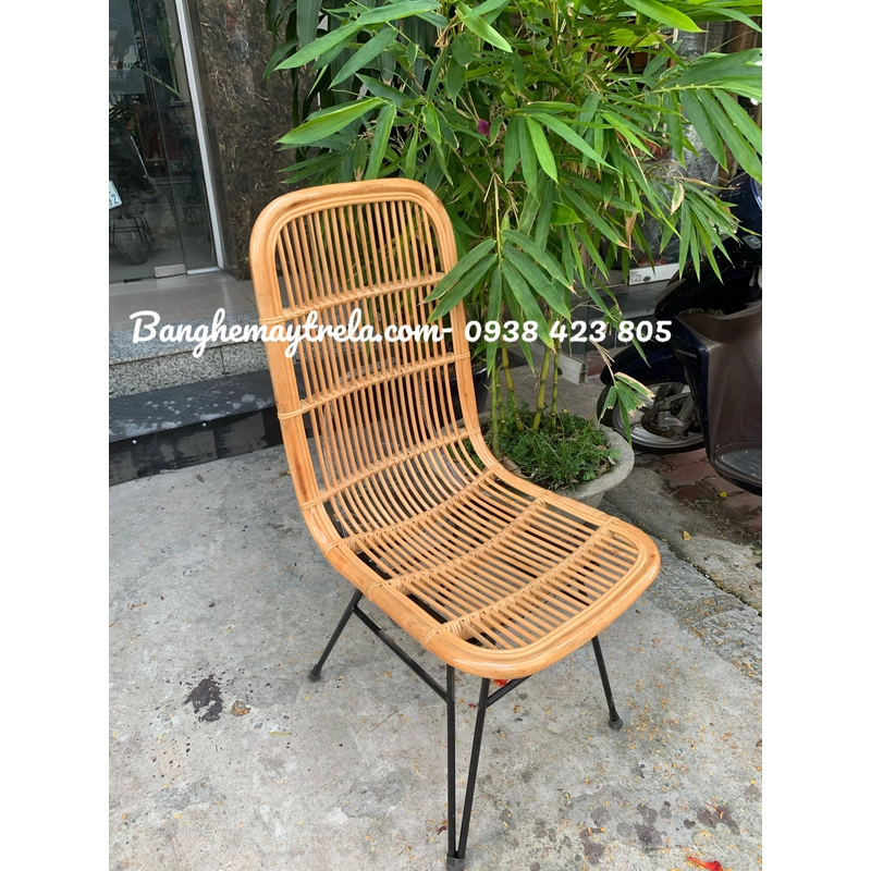 Ghế mây tự nhiên kết hợp chân sắt 478937