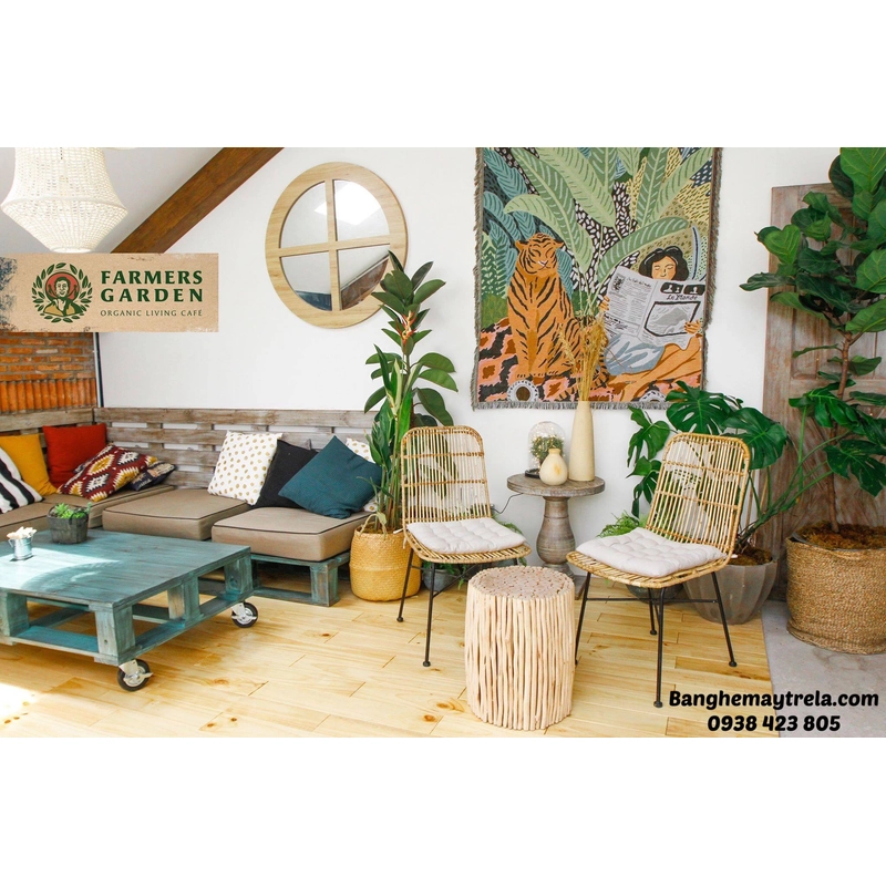 Ghế mây cafe chân sắt giá rẻ 545740