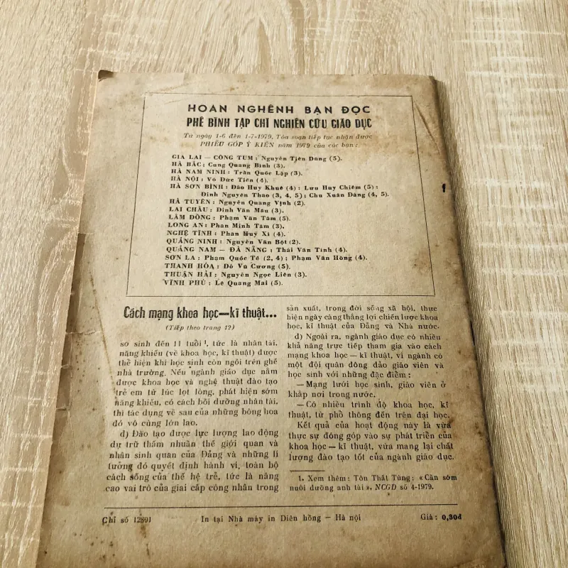1 CUỐN TẠP CHÍ NGHIÊN CỨU GIÁO DỤC số 8/1979 929461