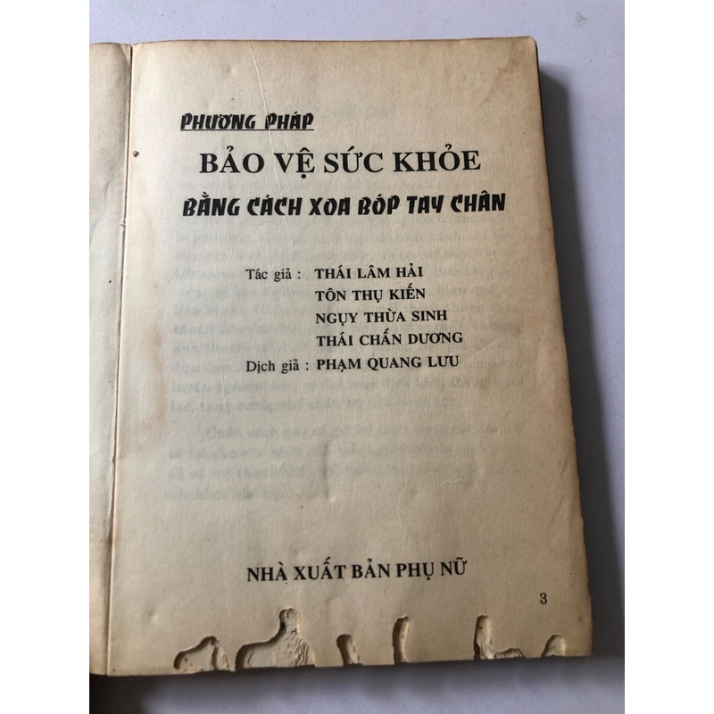 PHƯƠNG PHÁP BẢO VỆ SỨC KHỎE BẰNG CÁCH XOA BÓP - 229 TRANG, NXB: 1997 300169