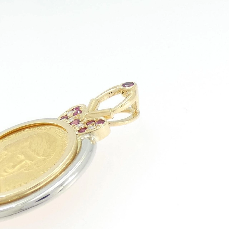 K18YG/PT(khung) Mặt dây chuyền đồng xu ruby 0.26CT - Hàng hiệu Chính hãng 865524