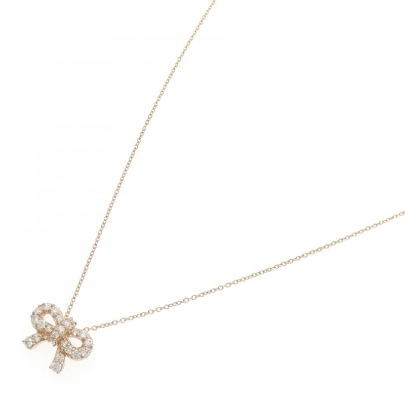 K18PG Dây chuyền kim cương hình ruy băng 0.30CT - Hàng hiệu Chính hãng 865627