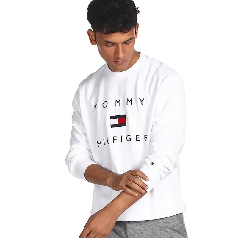 Áo sweatshirt Tommy Hilfiger trắng thêu logo 719776