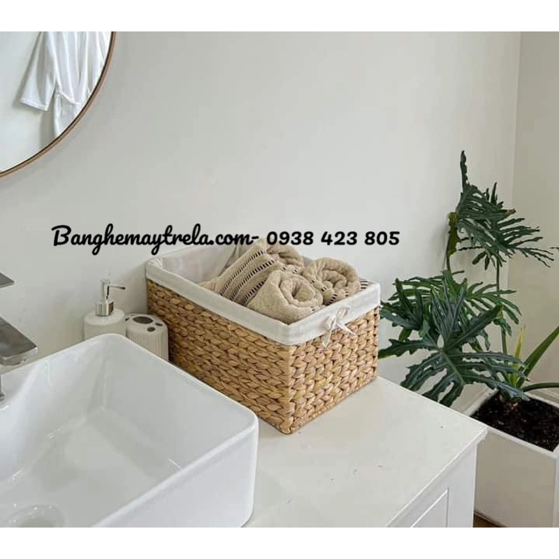 Giỏ đựng đồ chữ nhật mây tre đan 459833
