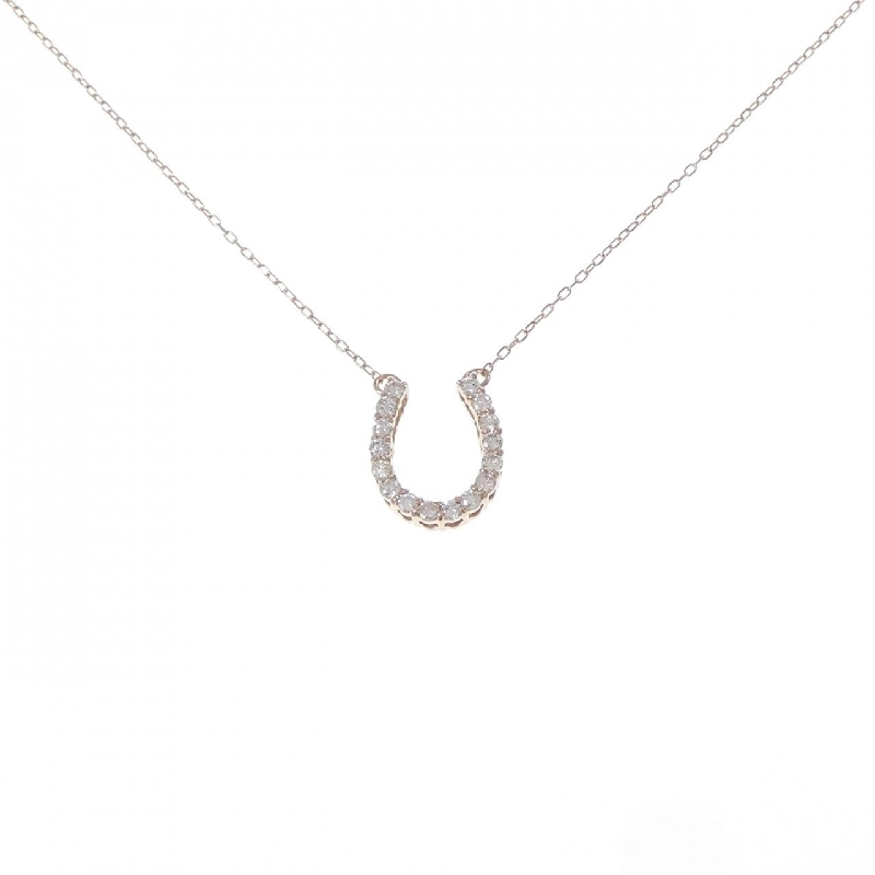 K18PG Nhẫn móng ngựa kim cương dây chuyền 0.30CT - Hàng hiệu Chính hãng 858281