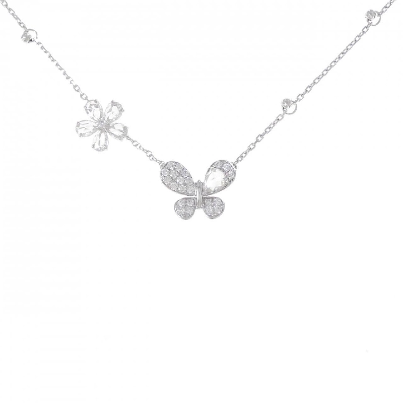 Dây chuyền kim cương K18WG Bướm × Hoa 0.88CT - Hàng hiệu Chính hãng 859062