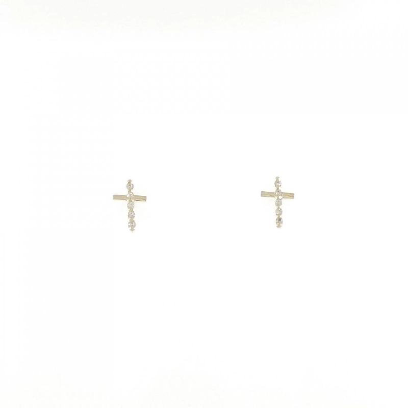 K10YG Bông tai kim cương chéo 0.02CT - Hàng hiệu Authentic 872283