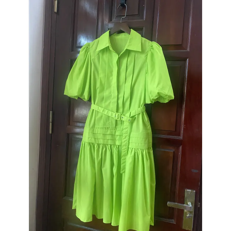 V147. Đầm xanh hạ eo nổi bật size M 1032040