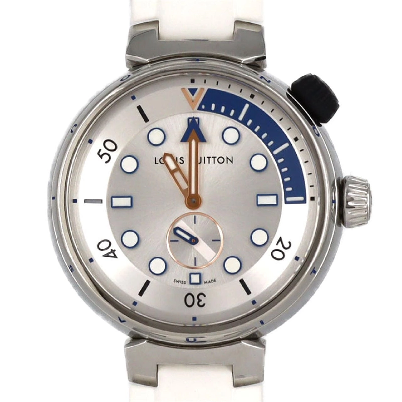 Louis Vuitton Tambour Street Diver Pacific White QA124 SS Quartz - Hàng hiệu Authentic 872306