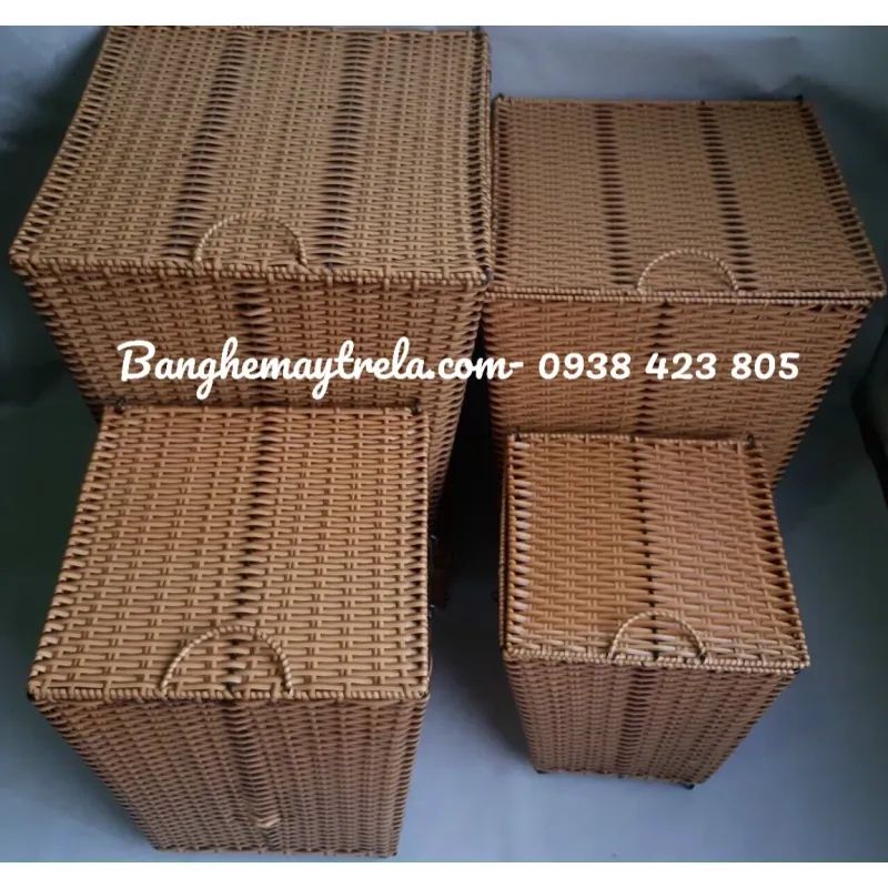 Thùng đựng đồ khung sắt đan nhựa giả mây 601390