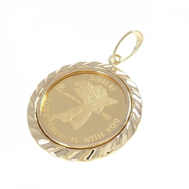 K18YG(枠) Mặt dây chuyền đồng xu - Hàng hiệu Authentic 867278