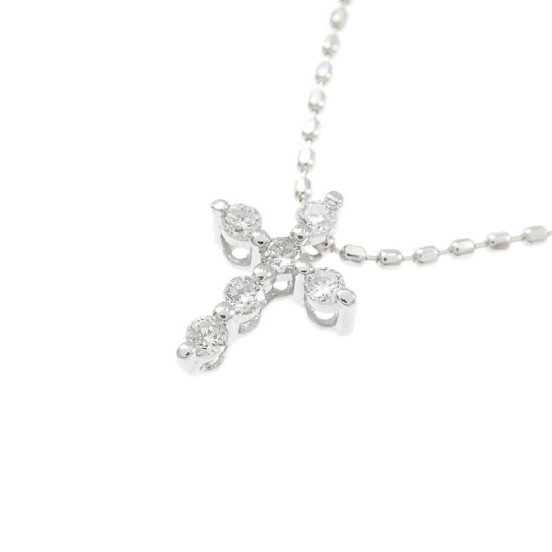 K18WG Dây chuyền kim cương chéo 0.07CT - Hàng hiệu Chính hãng 858371