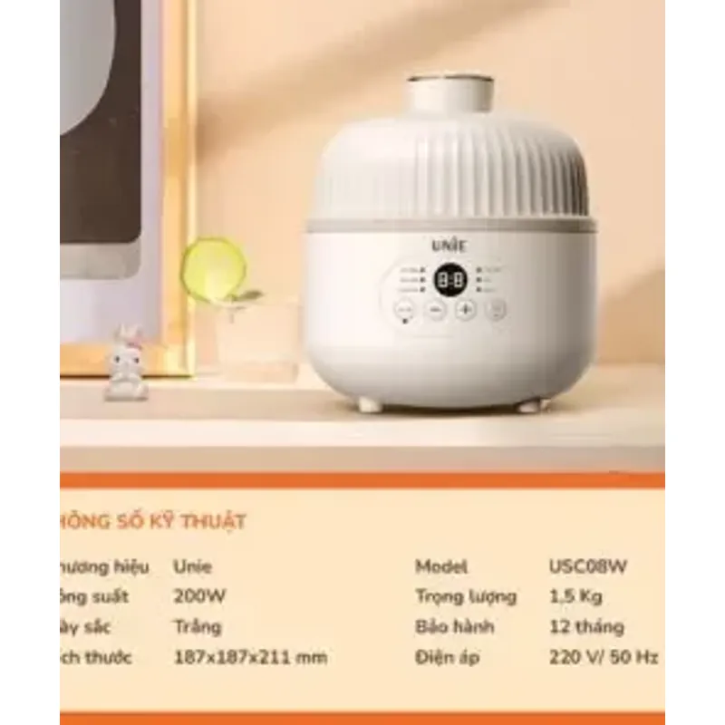 🧡 UNIE USC08W – Dung tích 0.8L siêu tiết kiệm, phù hợp bé – người già – gia đình nhỏ! 716044