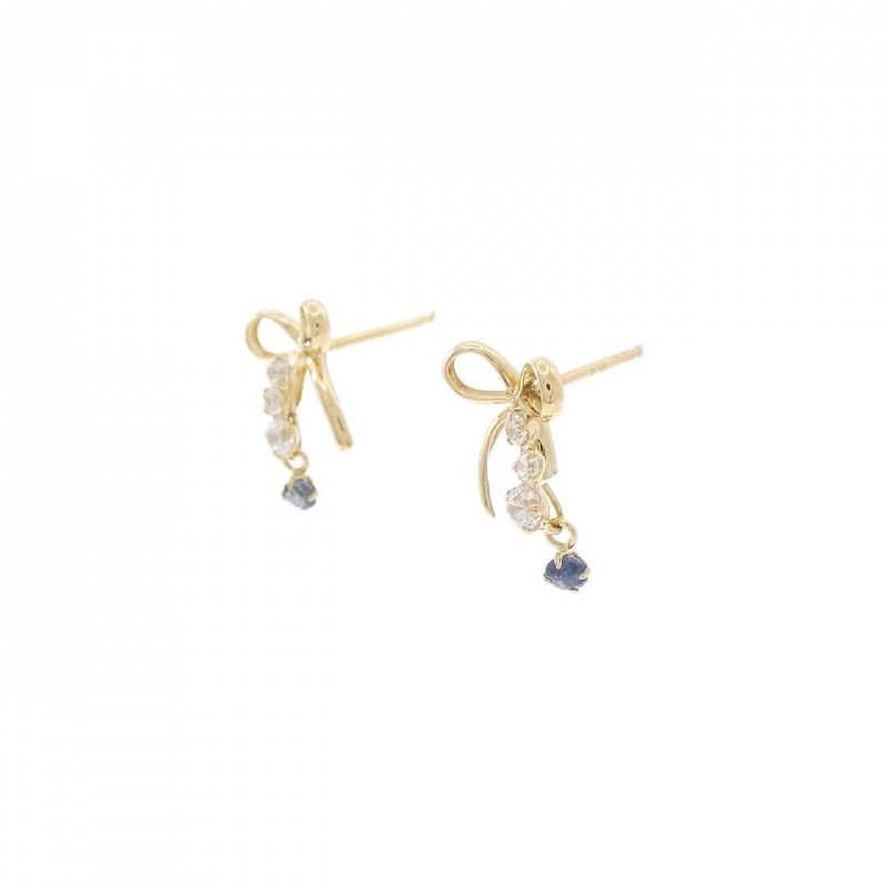 K18YG Ruy băng Sapphire Bông tai - Hàng hiệu Chính hãng 867899