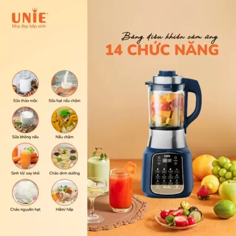 🥛 Máy làm sữa hạt UNIE VX chính hãng – 14 chế độ nấu, sữa mịn không lọc 783558