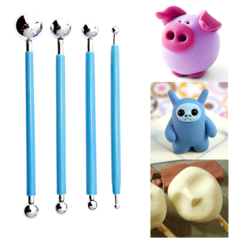 Bộ 4 dụng cụ làm Fondant 2 đầu tròn làm hoa, lá và các hình con vật – Mã số 1084 338180