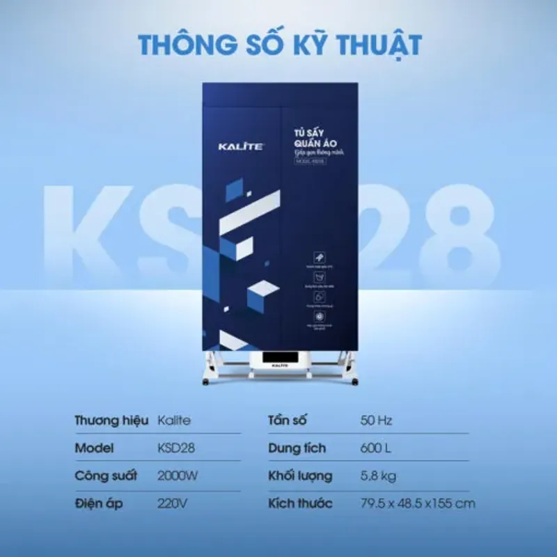 Tủ sấy quần áo Kalite KSD28 929022