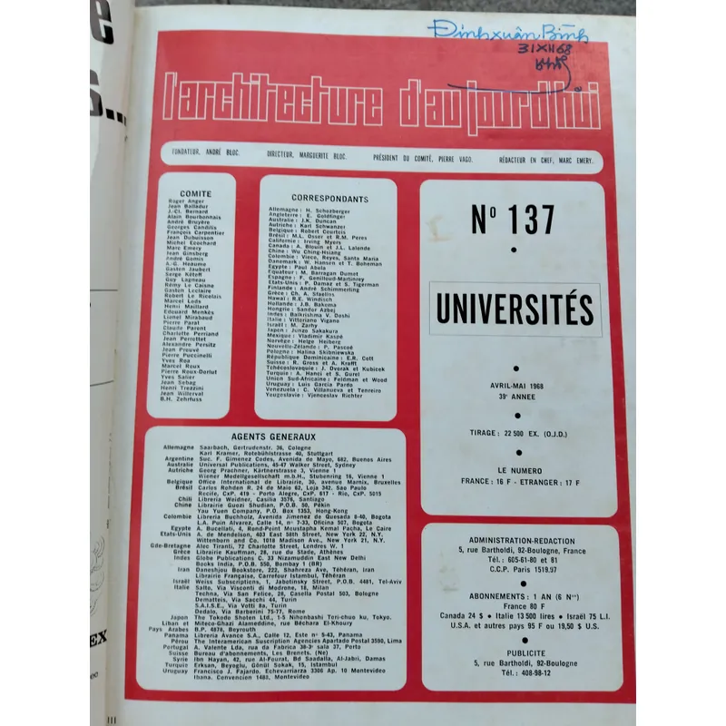 Tạp chí L'Achitecture d'Aujourdhui_Giá trị độc bản_Chủ đề đại học 1960 731850