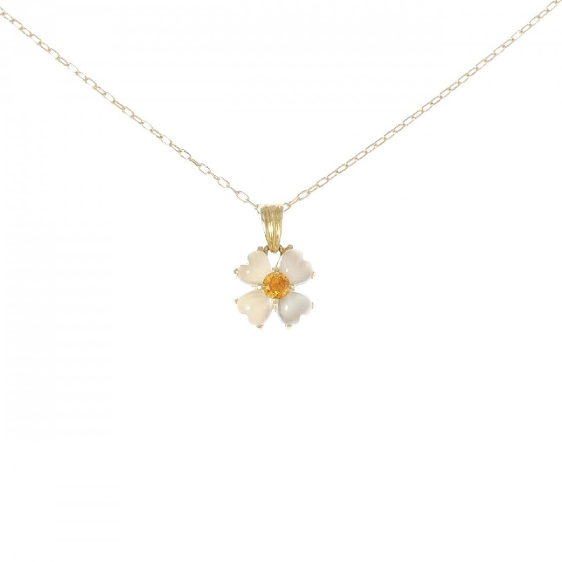 K18YG Hoa × Trái tim Mặt dây chuyền Citrine - Hàng hiệu Chính hãng 865003