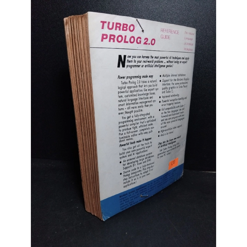 Turbo Prolog 2.0 reference guide mới 60% ố vàng bong gáy rách trang có chữ kí trang đầu có ghim bấm HCM2103 NGOẠI VĂN 923855