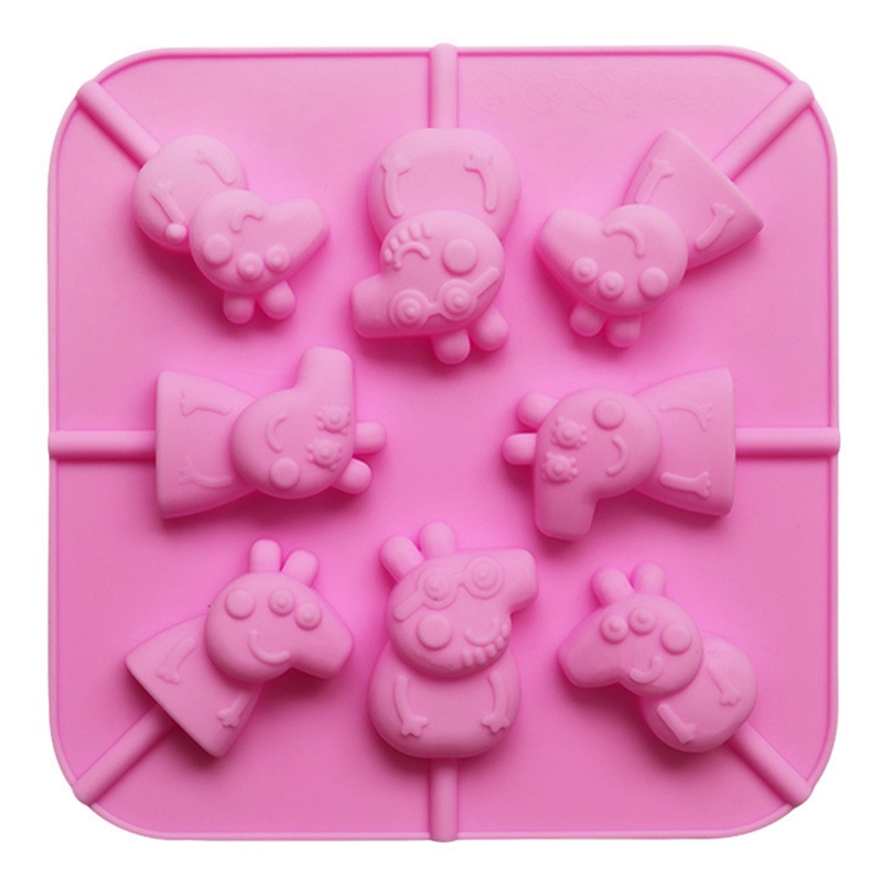 Khuôn silicon làm rau câu, socola, kẹo mút 8 heo con Cute Peppa – Mã số 1056 336196