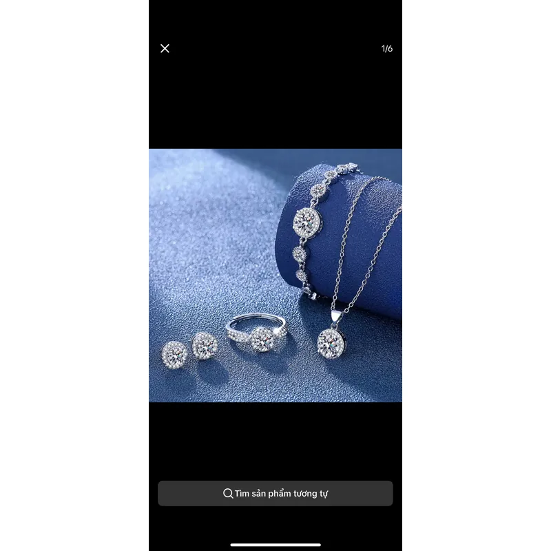 Bộ trang sức đính Moissanite 2ct siêu sáng 593743