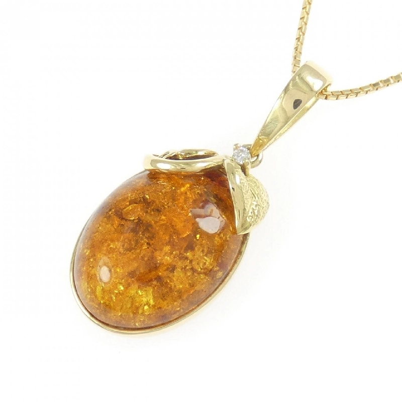 K18YG Hổ phách Dây chuyền - Hàng hiệu Authentic 862163