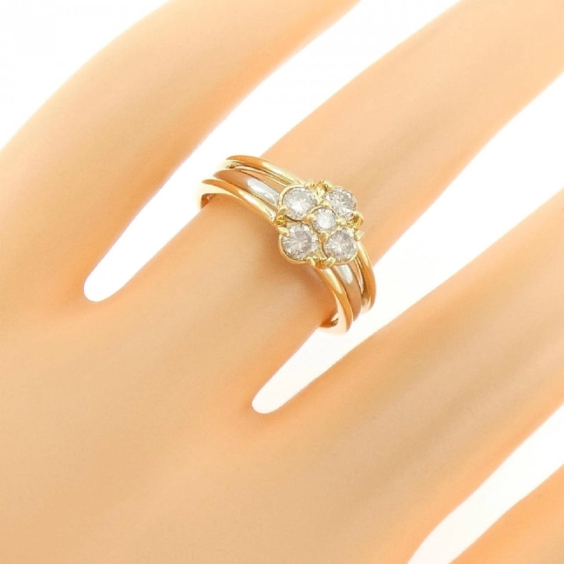 Nhẫn kim cương hoa K18YG/PT900 0.50CT 666812