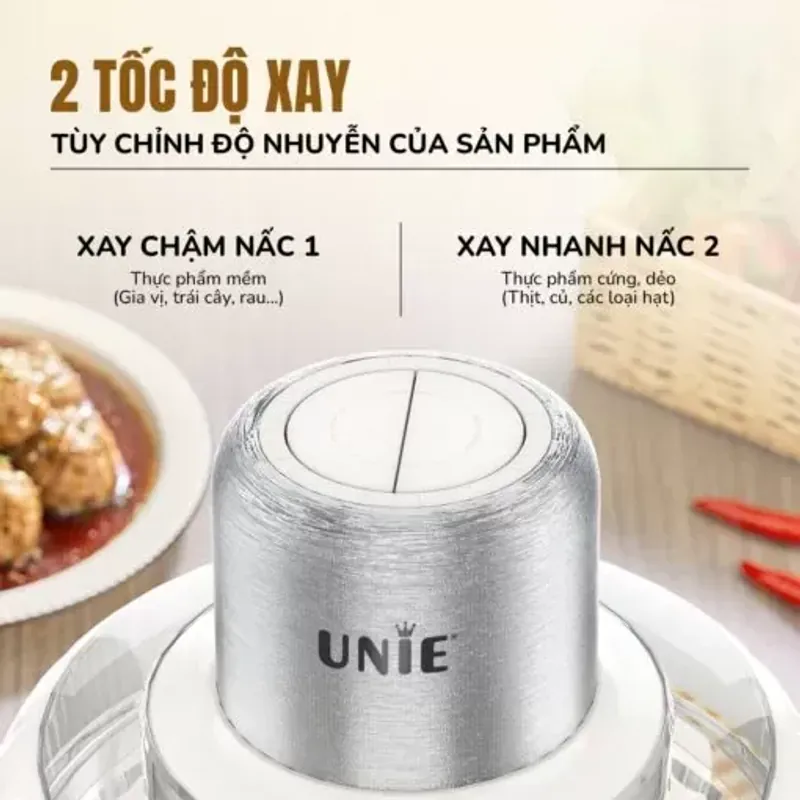 Máy xay thịt UNIE UM366 dung tích 2,5L, 2 cối xay thủy tinh 574464