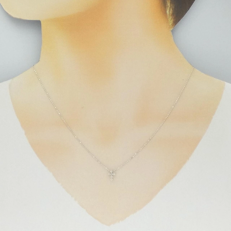 K18WG Dây chuyền kim cương chéo 0.07CT - Hàng hiệu Chính hãng 858371